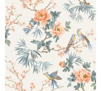 Amelie Chinoiserie Japan Asian Oriental Style Wallpaper Perfect for Bedrooms, Living Rooms Orange Rasch 260561