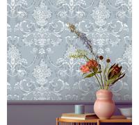 Rasch Amelie Damask Floral Blue & White Wallpaper 260246