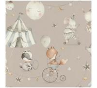 Animals Carnival Wallpaper Kids Nursery Bedroom Grey Circus White Feature Wall