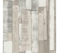 Rasch Beige Grey White Rustic Wood Panel Plank Pallet Effect Wallpaper 203714