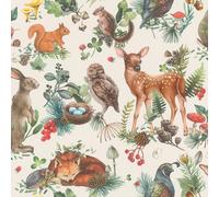Rasch Black Cream Forest Friends Wallpaper Animals Washable Paste The Wall
