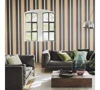 Rasch Black White Green Wallpaper Botanique Stripes Metallic Gold Textured Retro Vinyl