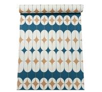 Rasch Blue Metallic Gold White Retro Diamond Non Woven Textured Wallpaper