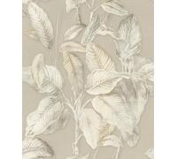 Boho Palm Leaf Textured Fabric Effect Vinyl Wallpaper Perfect for Bedrooms Living Rooms or Stunning Feature Walls in Neutral Rasch 571455