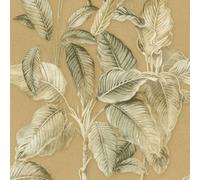 Rasch Boho Palm Leaf Vinyl Wallpaper in Mustard Rasch Mustard
