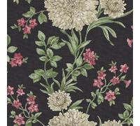 Rasch Bordeaux Flower Pattern Floral Motif Black Traditional Metallic Wallpaper 208504