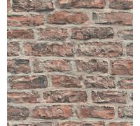 Rasch Brick Factory Vi Collection 498332 Non-Woven Wallpaper Stone Look 3D In Red And Grey