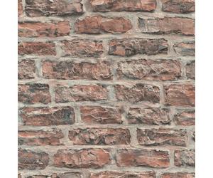 Rasch Brick Factory Vi Collection 498332 Non-Woven Wallpaper Stone Look 3D In Red And Grey