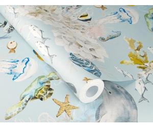 RASCH CORAL REEF SEALIFE WALLPAPER BLUE MULTICOLOURED 301328