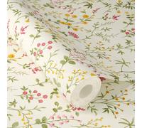 Rasch Daisy Wild Flowers Self Adhesive Peel & Stick Textured Wallpaper in Cream Rasch Cream