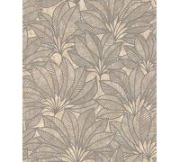 Rasch Deco Style Collection 542660 Non-Woven Wallpaper with Graphic Leaf Pattern in Brown with Structure