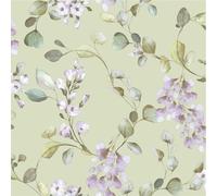 Rasch Elegant Homes Rosalie Floral Flowers Leaf Trail Sage Green Lilac Wallpaper