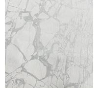 Rasch Enzo Marble Effect White And Silver Metallic Wallpaper 538144
