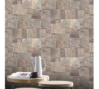 Rasch Essentia Wood Block Greige Wallpaper
