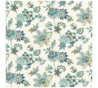 Rasch Exotic Floral Wallpaper Teal Blue Cream Botanical Washable Wet Removable