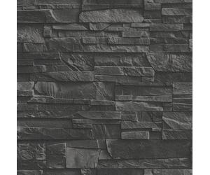 Rasch Factory Faux Slate 3D Effect Black Wallpaper