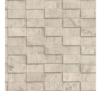 Rasch Factory Vi Collection 497151 Non-Woven Wallpaper Copper Tile Brick Look Industrial Cream White
