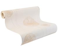 Rasch Flower Petal Pattern Wallpaper Floral Leaf Motif Non Woven Textured (White Brown 457902)