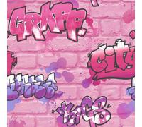 Rasch Graffiti Brick Pink Wallpaper 2729-18