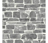 Rasch Grey White Brick Wallpaper Realistic Slate Stone Rustic Textured