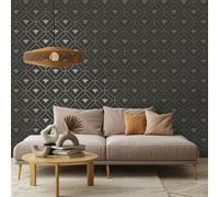 Holden Decor Honeycomb Bee Geo CharcoalGold Metallic Wallpaper 13081