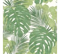 Rasch Jungle Large Leaf Wallpaper Palm Botanical Floral Tropical Green White