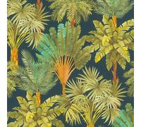 Rasch Jungle Trees Navy Green Wallpaper Textured Modern Paste The Wall Vinyl