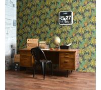 Rasch Jungle Trees Navy Green Wallpaper Textured Modern Paste The Wall Vinyl
