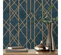 Rasch Geometric Wallpaper Metallic Textured Geo Triangles Apex Trellis Diamonds