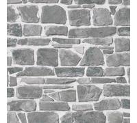 Rasch Light Grey Brick Stone Wall Effect Luxury Textured Wallpaper 265620