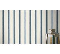 Rasch Lirico Collection 555646 Non-Woven Wallpaper with Stripes in White and Blue
