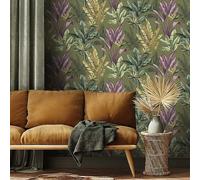 Rasch Madagascar Wallpaper Olive/purp