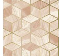 Rasch Marble Squares Geometric 3D Diamond Cubes Metallic Geo Wallpaper in Pink Rasch Pink