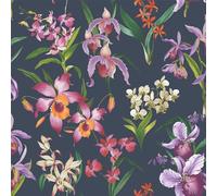 Rasch Maya Floral Vibrant Colourful Design for Bedroom Feature Wall or Living Room Wallpaper Navy Blue (283678)
