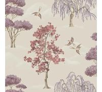Rasch Maya Willow Woodland Mauve Bird Print Luxury Wallpaper 283890