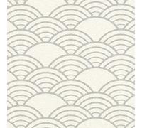 Rasch Modern Art Deco White and Grey Metallic Vinyl Paste The Wall Wallpaper