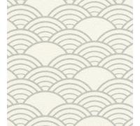 Rasch Modern Art Deco White and Grey Metallic Vinyl Paste The Wall Wallpaper