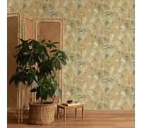 Boho Palm Leaf Wallpaper Mustard Rasch 571479