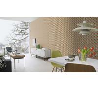 Rasch non-woven wallpaper 746525 orange beige petrol 3D look squares (4,09£/1qm)
