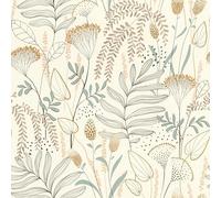 Rasch Non-Woven Wallpaper Flowers & Leaves - Floral Vinyl Wallpaper in White Black Yellow for a Natural Living Environment - Robust and Washable - 10.05 m x 0.53 m