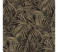 Rasch Non-Woven Wallpaper with Palm Trees and Palm Leaves Jungle Wallpaper in Black and Gold 832143