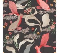 Rasch Onzself Koi Fish Black Wallpaper Aquatic Modern Paste The Wall Vinyl