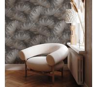 Rasch Opulenza Fan Vinyl Wallpaper Charcoal 659788 Textured Finish Feature Wall