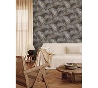 Charcoal Opulenza Fan Vinyl Wallpaper Rasch 659788 Washable Modern Decor