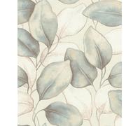Opulenza Leaf Vinyl Wallpaper Blue Rasch 659863