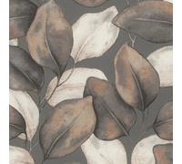 Rasch Opulenza Leaf Charcoal Rust Textured Wallpaper 659887