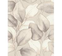 Grey Opulenza Leaf Vinyl Wallpaper Rasch 659856 Textured Finish Feature Wall
