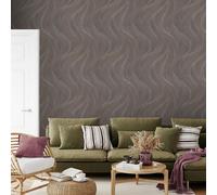 Plum Copper Metallic Opulenza Wave Wallpaper Rasch 659658 Textured Living Room