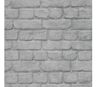 NEW RASCH BRICK STONE WALL REALISTIC FAUX EFFECT TEXTURED PHOTO MURAL WALLPAPER[SILVER 226751]
