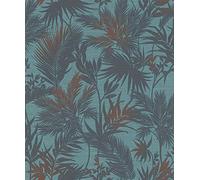 Rasch paperhangings Non Woven Wallpaper (Botanical) Turquoise Black 10,05 m x 0,53 m Kalahari 704143